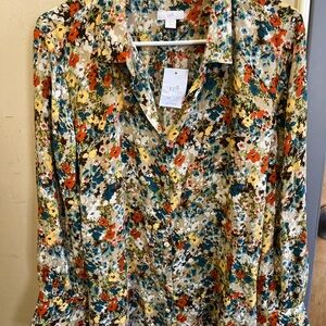 J. Jill Multicolor Floral Button Down Shirt size XL petite